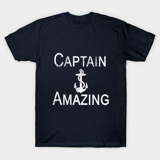 Captain Amazing with Anchor for Sailors T-Shirt by Scarebaby